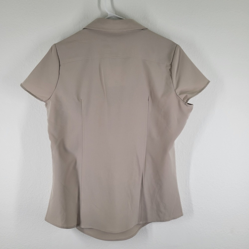 Lilac Bloom by Jennifer Tsai Women's Beige V Neck Short Sleeve Top Sz Large - Picture 5 of 12